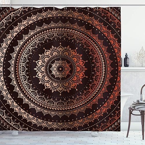 Miniatura 82 de Ambesonne Cortina de ducha amarilla, inspirada en pícnic, temática de los años 50, 60 y 70, estampado de lunares retro, juego de decoración de baño