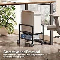 Vista 2 de HOOBRO Soporte para PC, soporte de torre de PC de 2 niveles que se adapta a la mayoría de torres de computadora, soporte de CPU para piso, altura