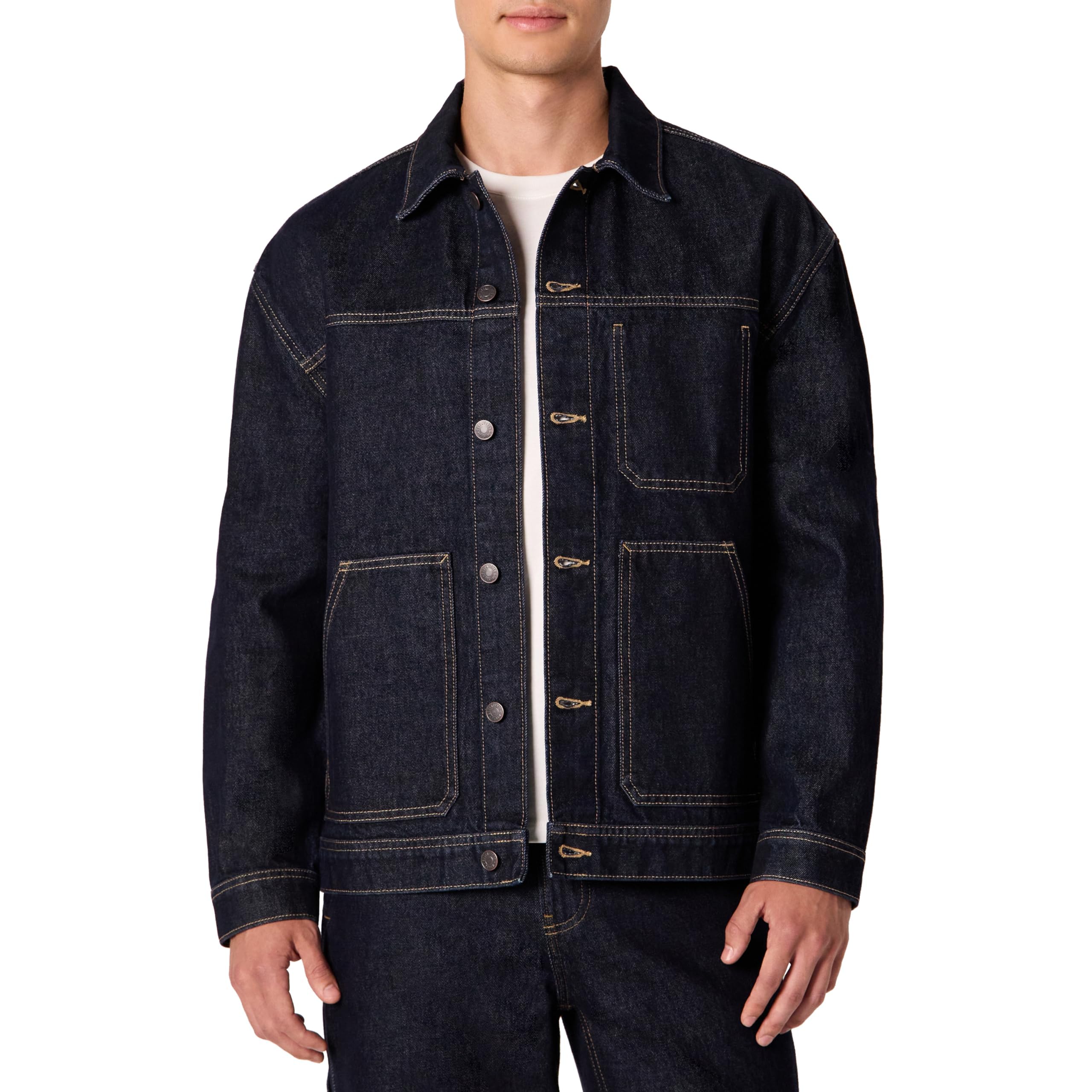 Amazon Essentials Herren Relaxed-Fit Utility-Jacke Fester Denim