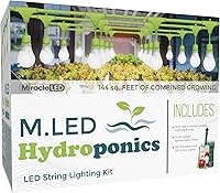 Vista 1 de Miracle LED Hydroponics - Kit de luces LED para cultivo en interiores, incluye 4 bombillas de repuesto de espectro completo de 100 W de luz diurna