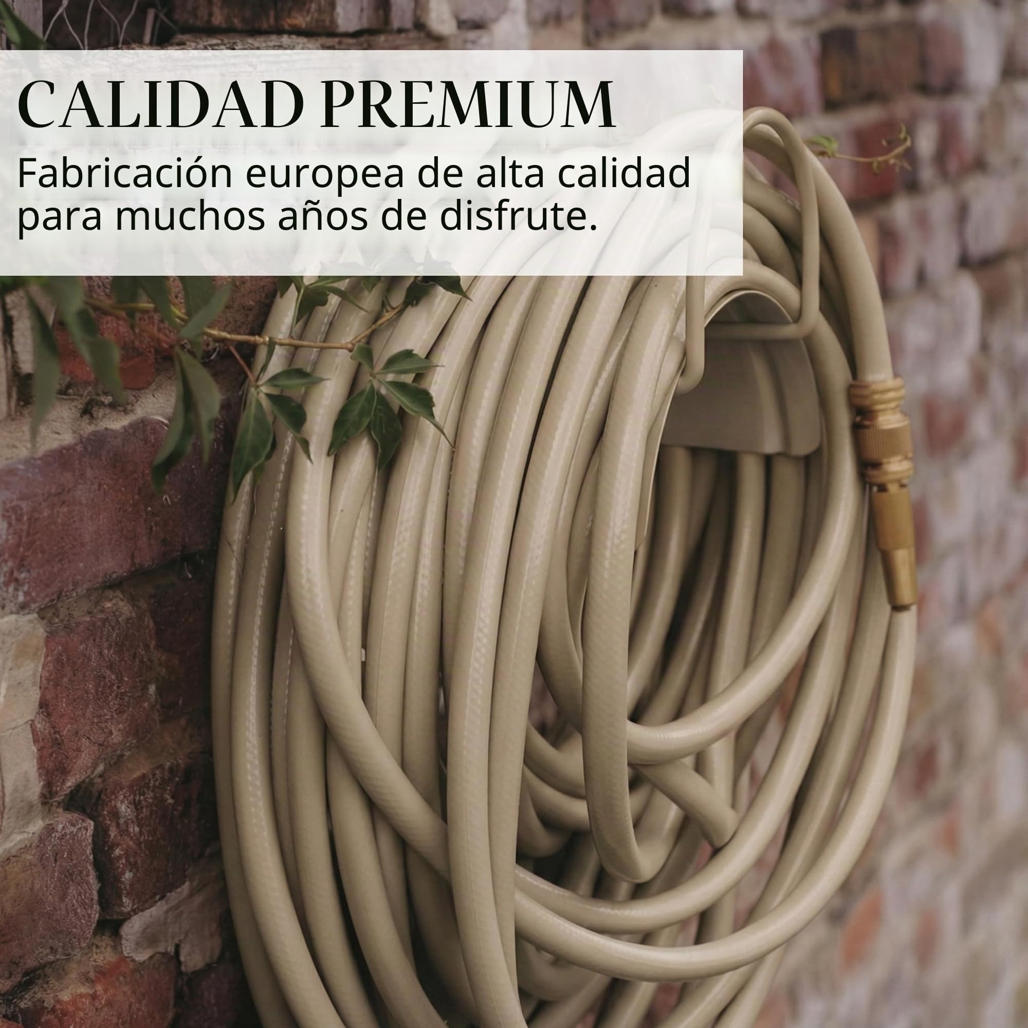 LIVLIG Manguera Jardin 10m – Manguera de Riego Flexible, 60% Reciclado, Resistente UV, Antitorcion, 1/2 Pulgada, Beige
