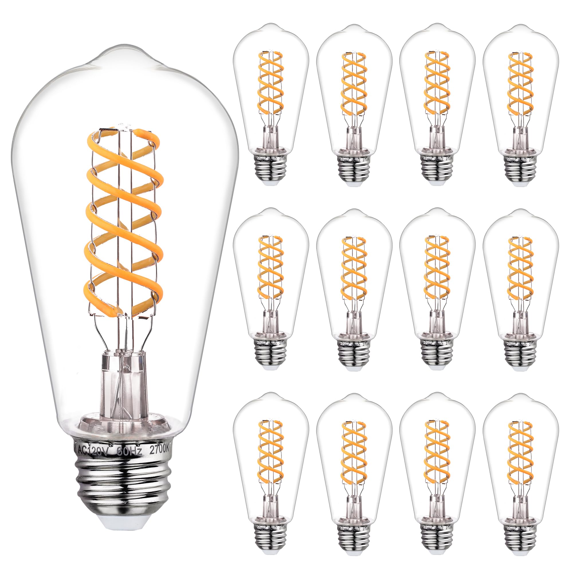Austin Coast 12 PCS Dimmable Vintage LED Edison Bulbs, 6W