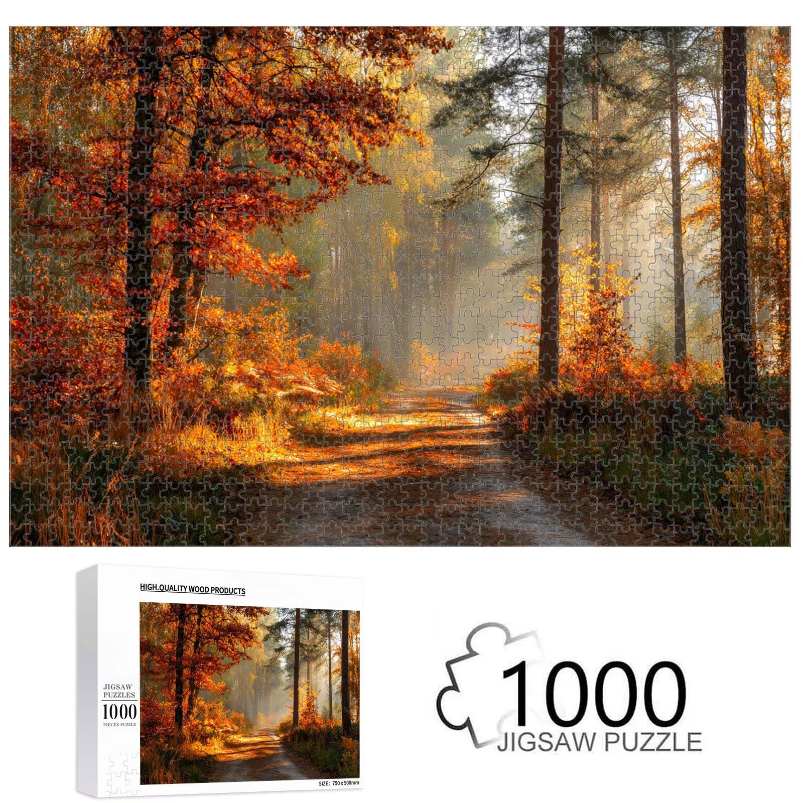 1500 elementów, puzzle dla dorosłych, jesień i las, wytrzymałe drewniane