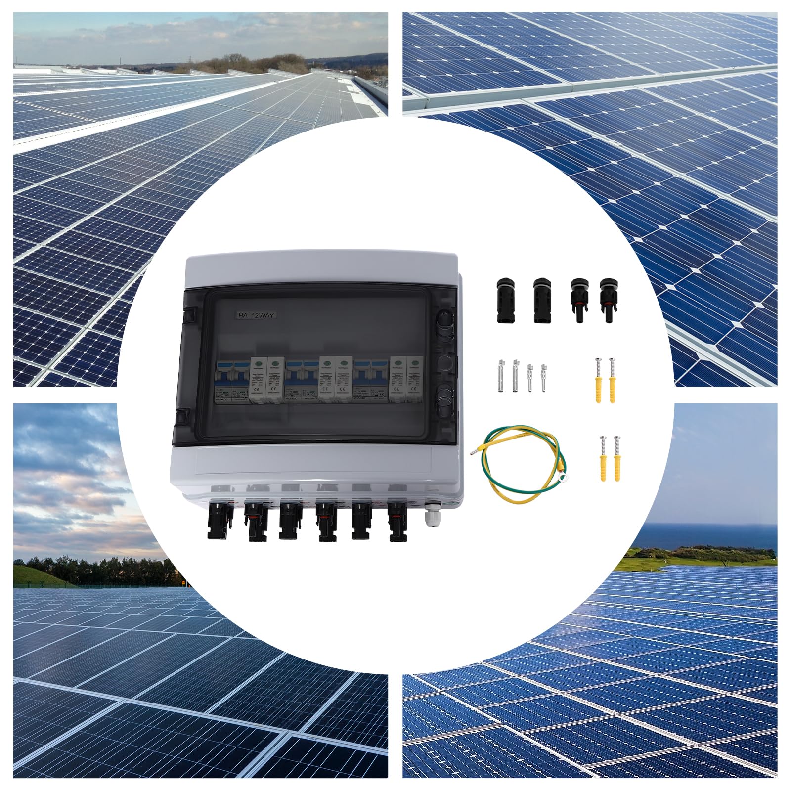 Boîte Photovoltaïque, caja de combinación solar, interruptor de circuito para módulos solares, interruptor de separación solar, protección contra sobretensiones, sistema de separación CC (3 en 3
