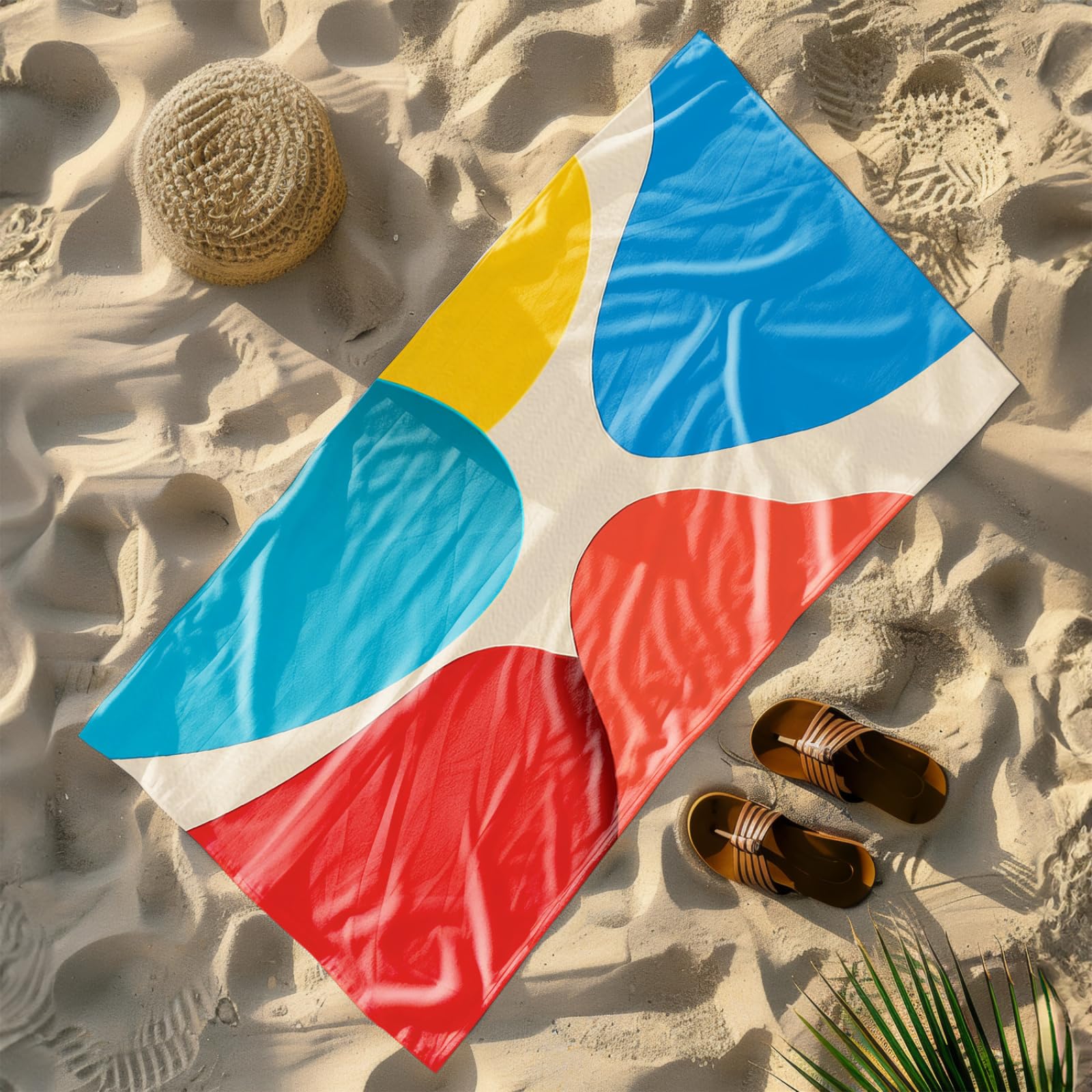 Générique Serviette Microfibre Plage Modèle Rouge Bleu