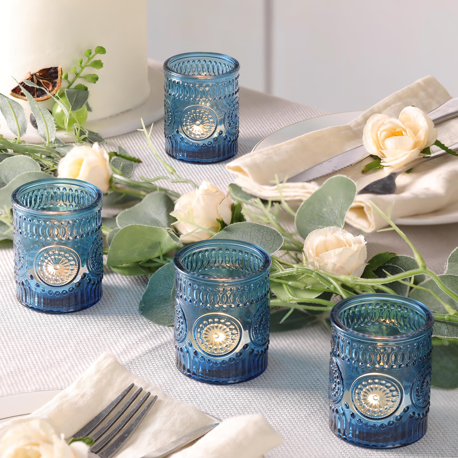 Lanttu Lot de 12 photophores en verre vert pour centres de table de mariage, fêtes d'anniversaire, décoration d'intérieur et décoration de vacances
