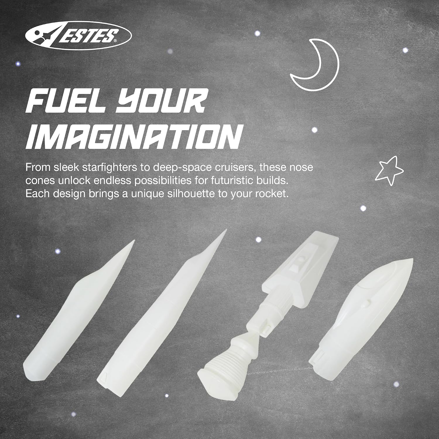 Estes 3173 5-Pack of Sci-Fi Nose Cones, Model Rocket Nose Cones, Rocket Model Accessories for Ages 10+
