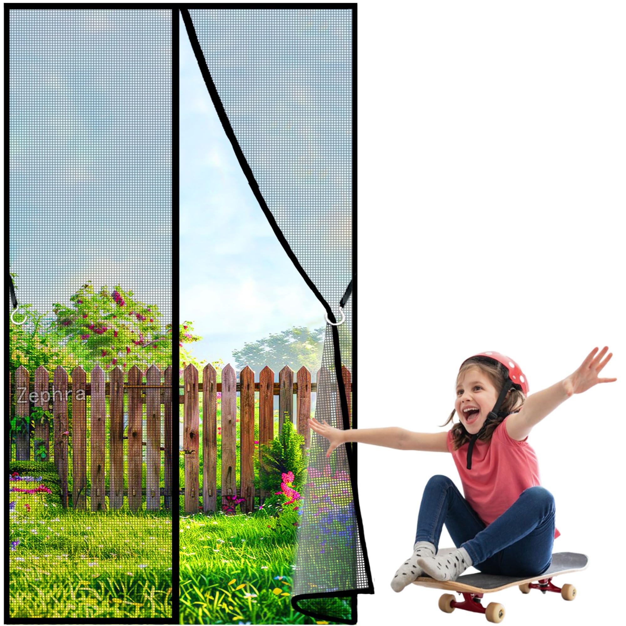 Magnetic Screen Door, 120x205cm Keep Insects Out Keeps Fresh Air in and Mosquitoes for Balcony Sliding Doors Living Room JPP1k Black