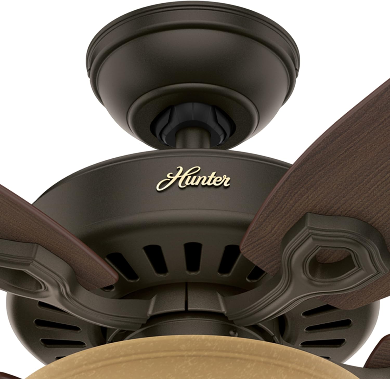 Hunter Fan 52in Traditional Brushed Nickel Ceiling Fan with Cased White Glass Light Kit, 5 Blade (Renewed) (New Bronze)