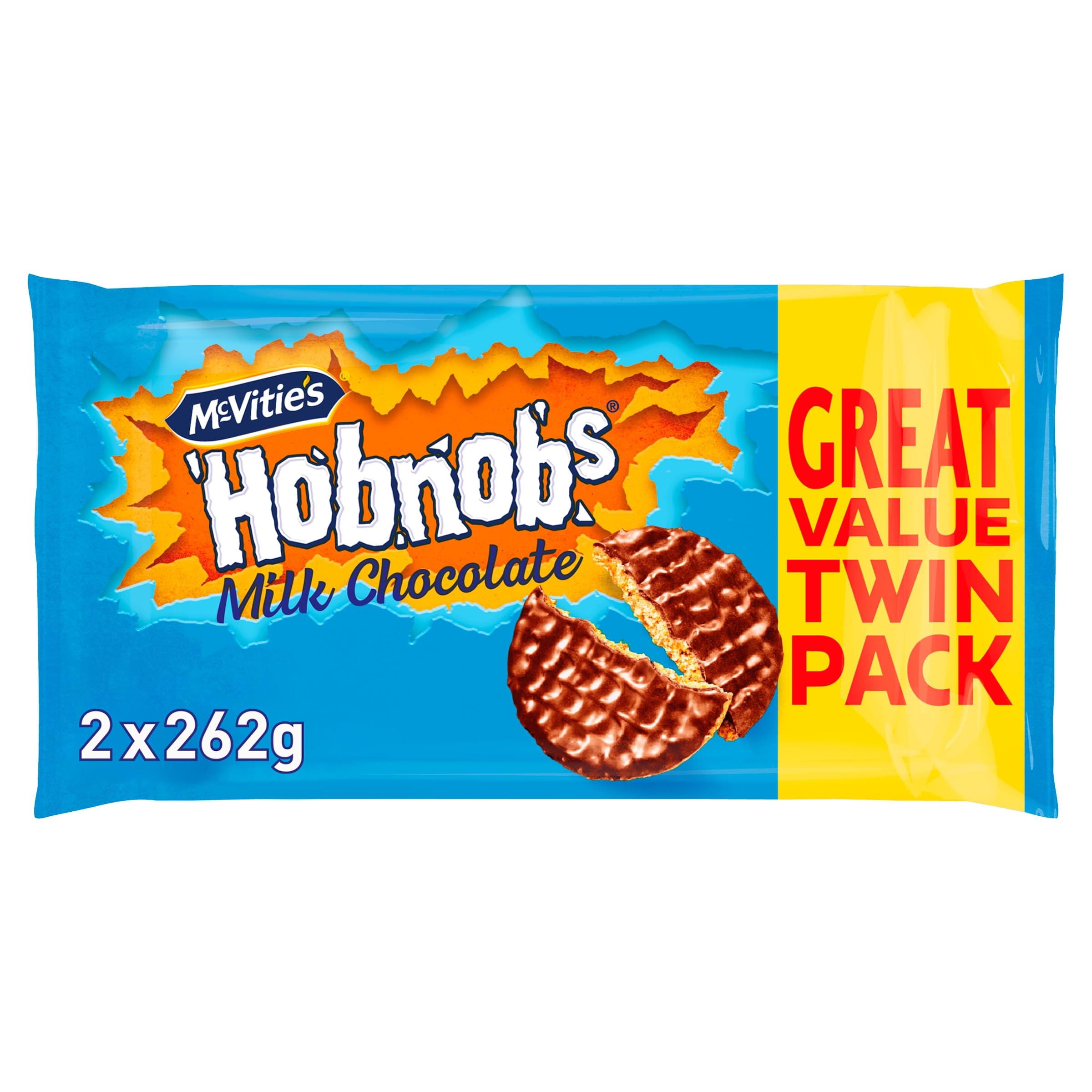 McVitie's Hobnobs The Oaty One, Milk Chocolate Biscuits Twin Pack, 2 x 262 g, 524 g Total
