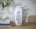 Spode Blue Italian Vase, 10-Inch Porcelain Decorative Accent with British Flowers - Classic Blue for Elegant Home Decor & Floral Arrangements, Centerpiece Table Vessel for Pampas Grass, Lily, Flower