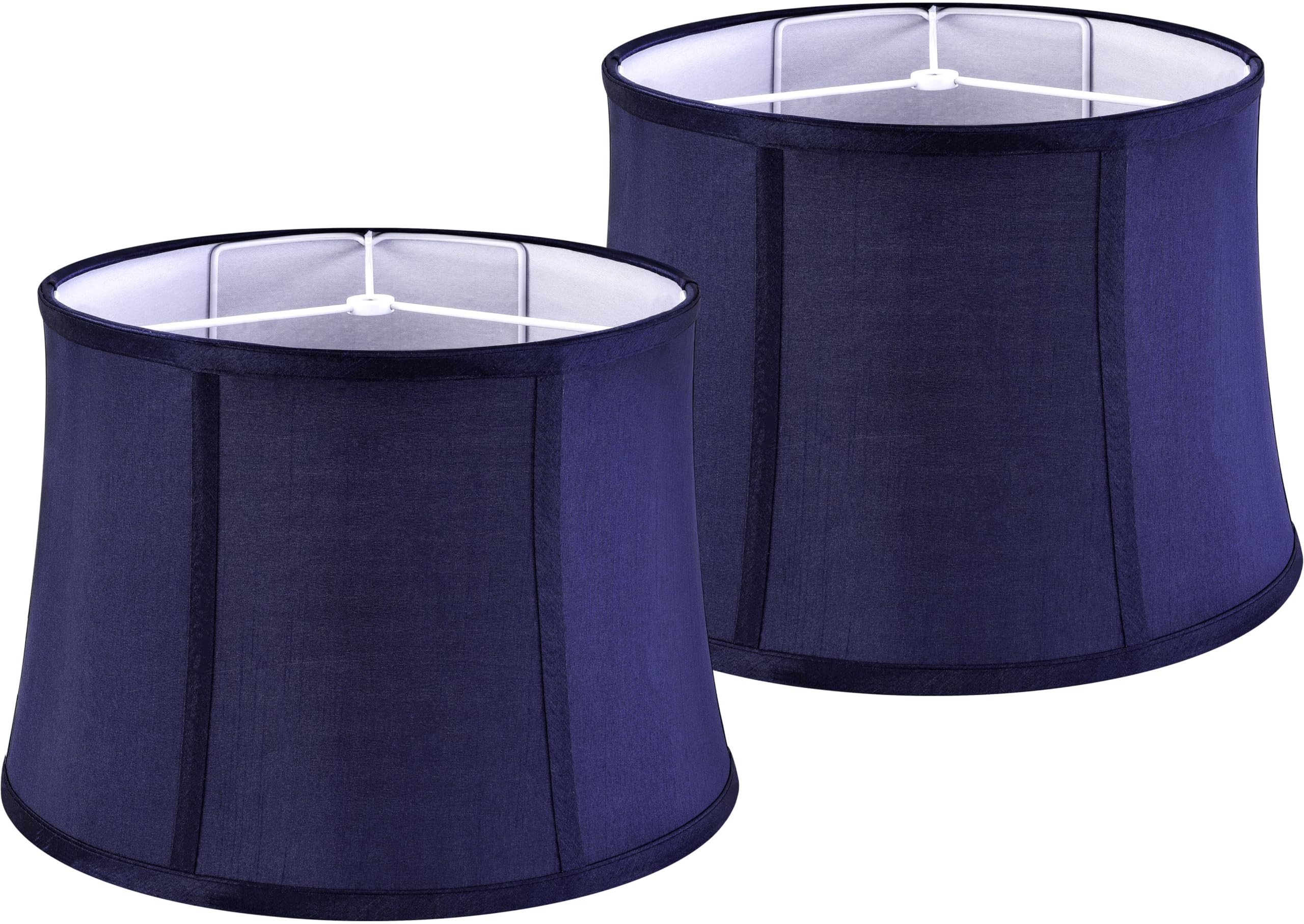 GOSO Large Drum Lamp Shade Blue Faux Silk Lamp Shades-Square Foldable Lampshades for Floor Lamps Table Lamp- 12x14x10 inch (Spider) Natural Fabric