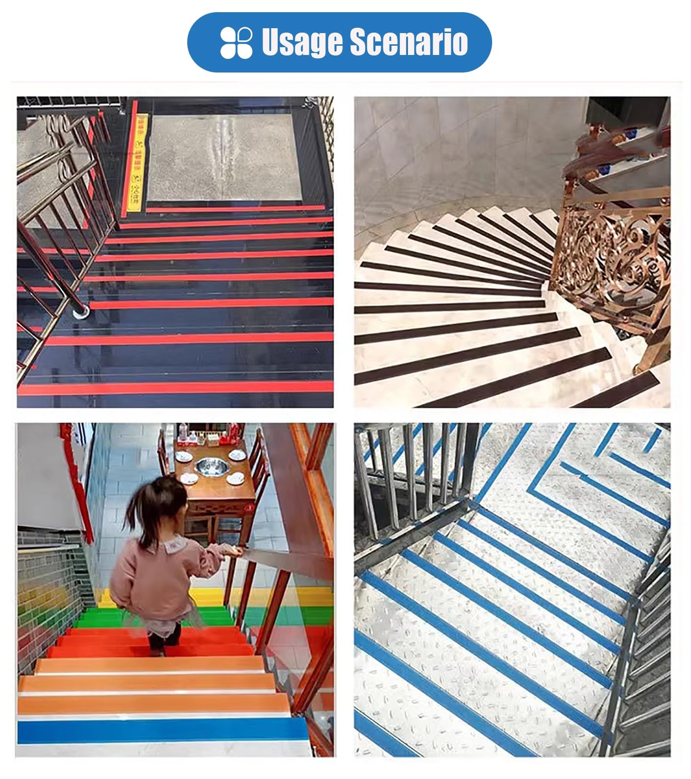 Perfil Antideslizante Autoadhesivo para escaleras, Tiras Protectoras extralargas para el hogar, hoteles y centros comerciales, Protectores de Bordes de Suelo de PVC, fácil de Instalar (marró