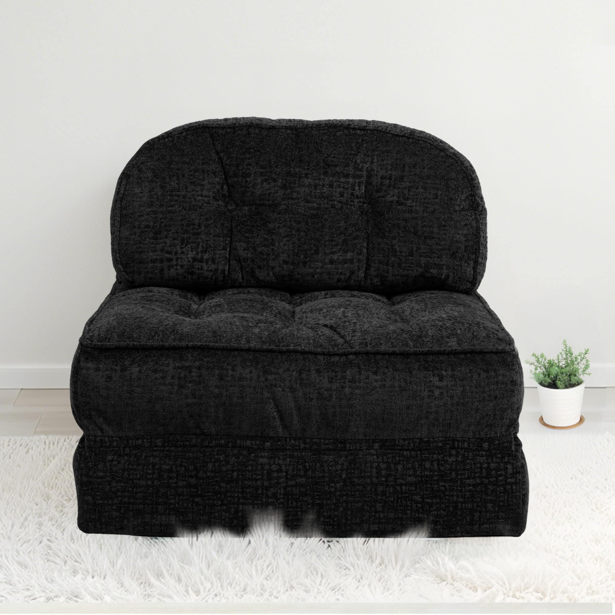 ブラック⭐️ソファーベッド 3WAY 折シェニールりたたみ シングル 40cm ブラック⭐️ソファーベッド 3WAY 折シェニールりたたみ