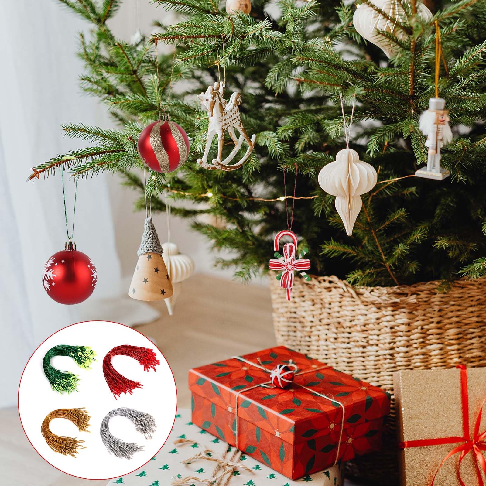 400 Cuerdas Para Colgar Adornos Dorados, Plateados