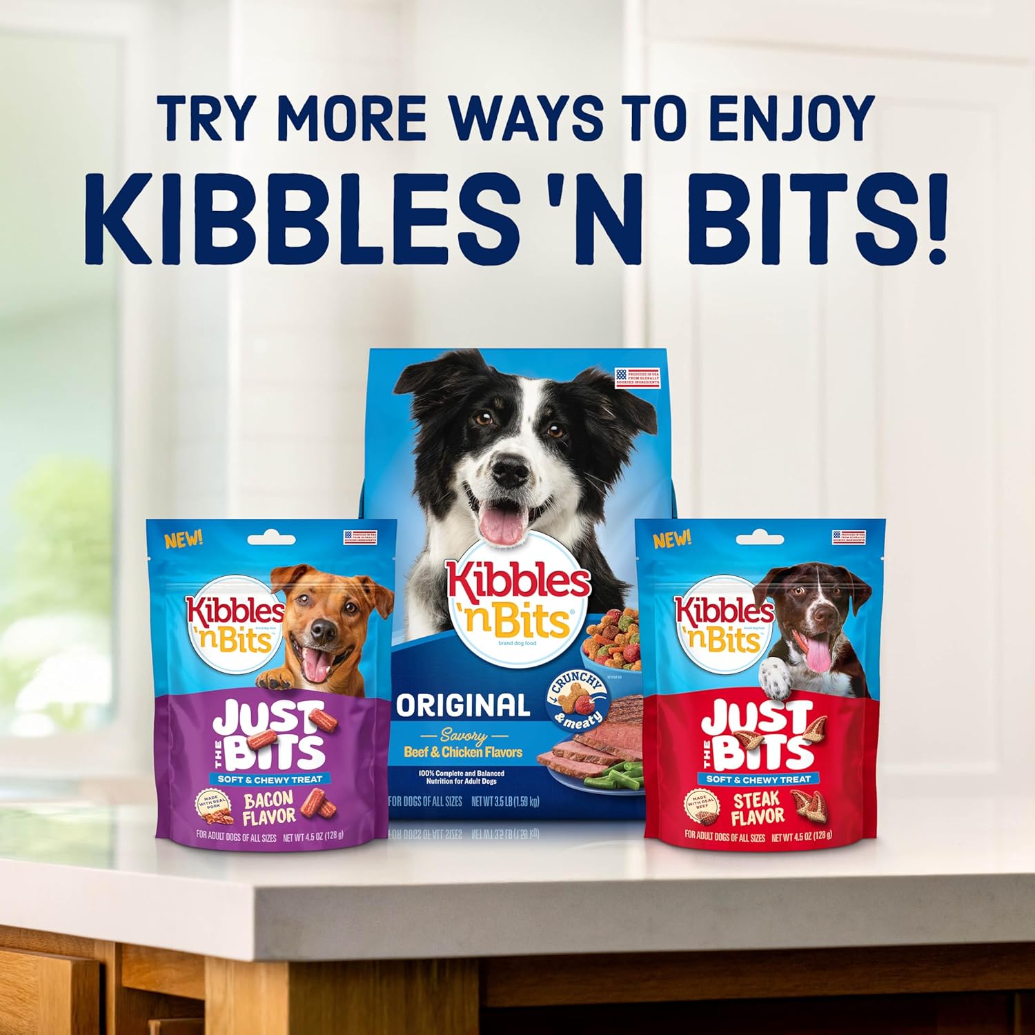 Kibbles n’ Bits Just The Bits Chewy Dog Treats, Steak Flavor, Dog Snacks, 4.5 oz Bags (Pack of 8)