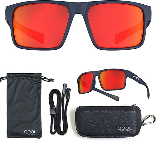 QoolTimes - Gafas de sol polarizadas para hombres y mujeres 100 protección UV con funda bolsa y correa