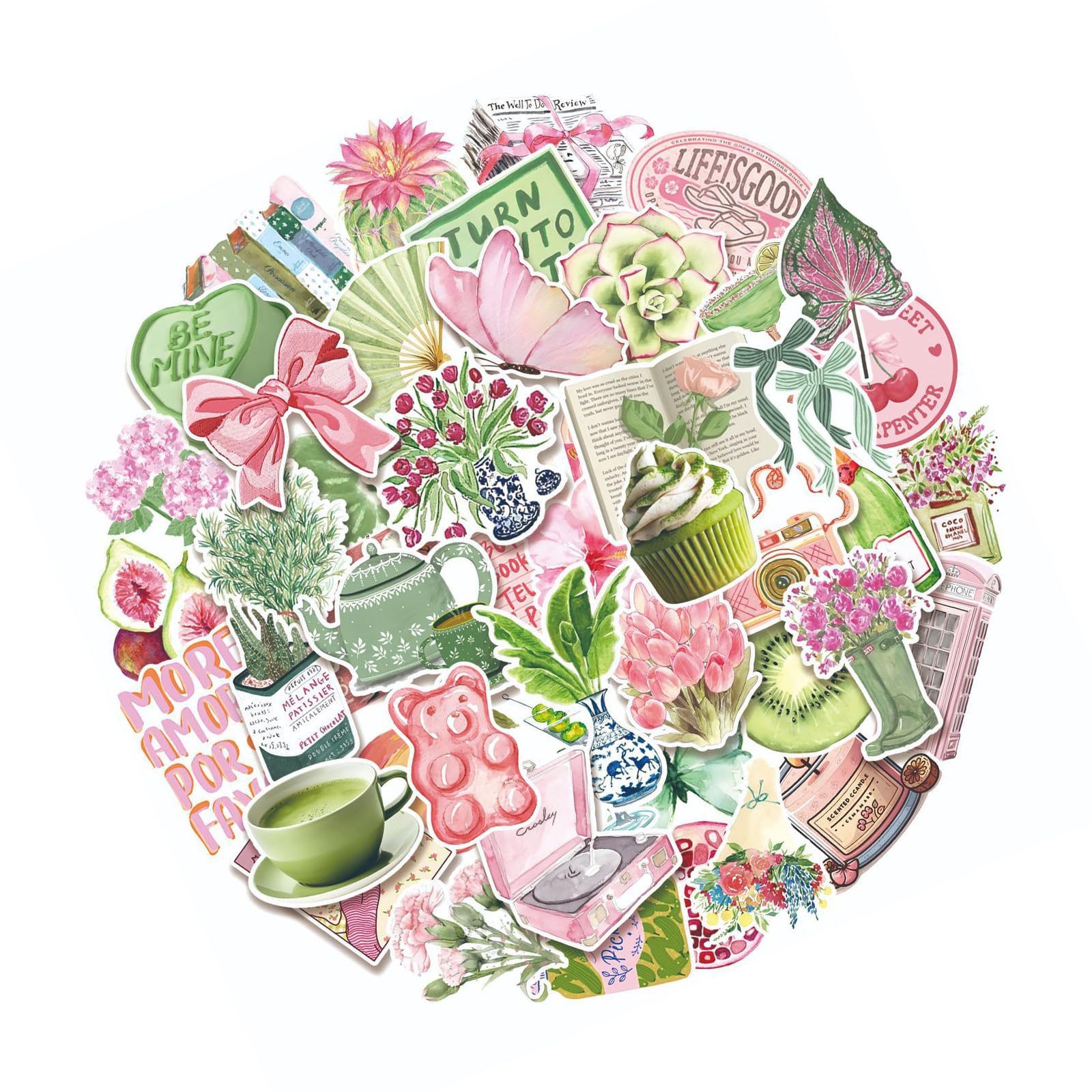 50Pcs Adhesive Cartoon Sticker Scrapbooking for Journal Phone Laptop Guitar Luggage Scrapbooking Embellishment