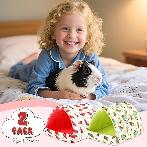 Miniatura 32 de UPINS Paquete de 2 camas de conejillo de indias de 9.8 pulgadas, escondite lavable de conejillo de indias, accesorios para conejos enanos, Gris azul