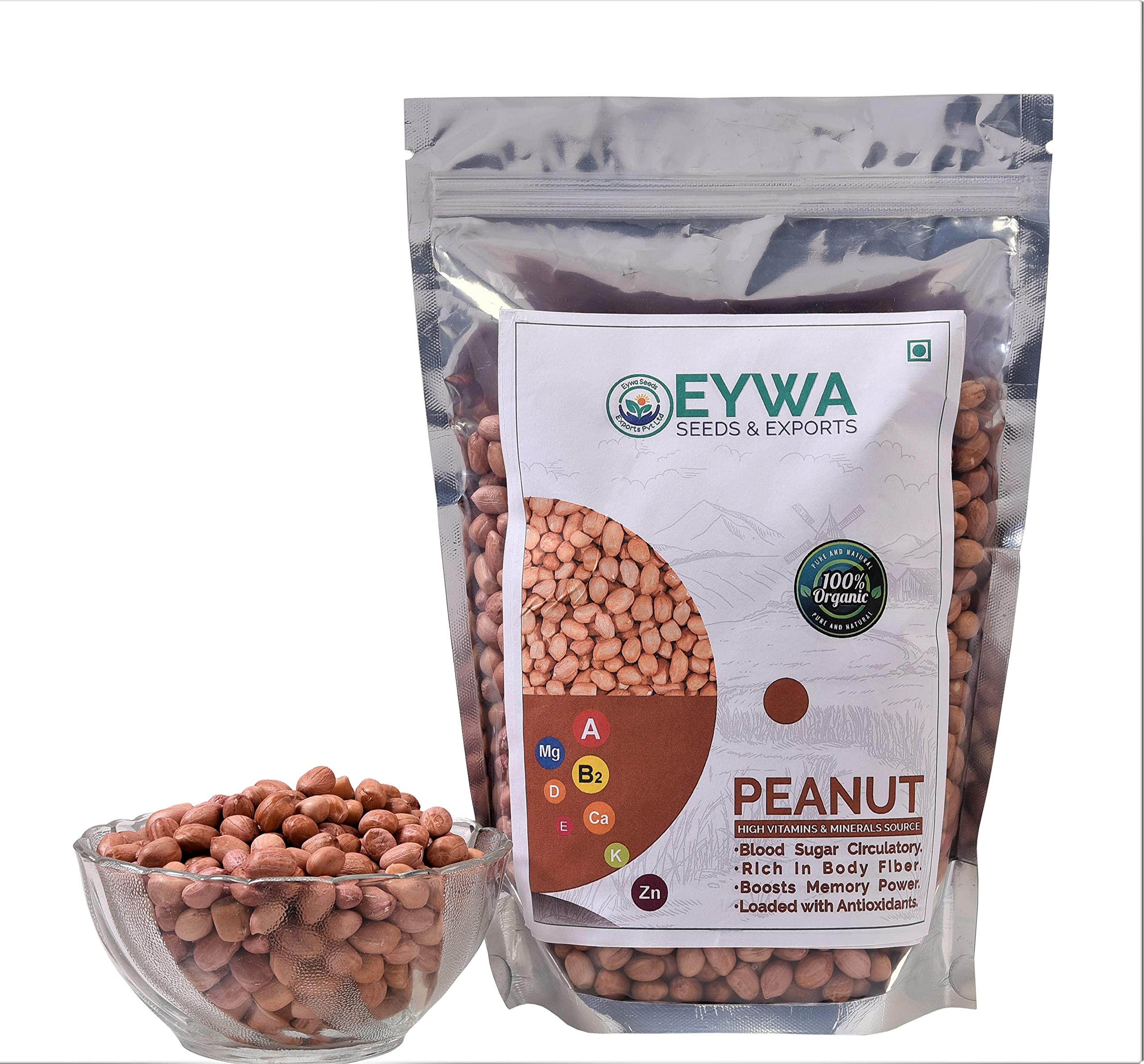 EYWA Present's Organic Raw Peanuts (500 Grams)