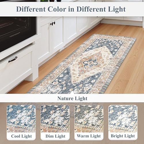 Vista 330 de KIMODE - Juego de 2 tapetes de cocina bohemios, antifatiga, antideslizantes, impermeables, ergonómicos, acolchados, cómodos, para lavandería, Caqui