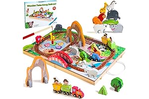 Wooden Take Along Train Set: Portable Railway Adventure for Curious Kids