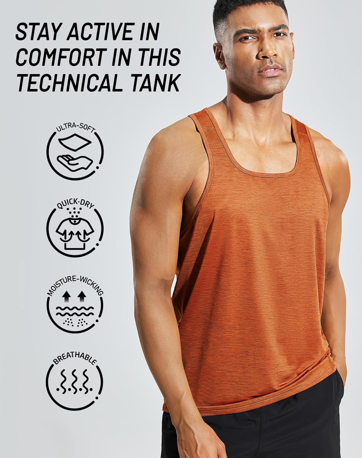 MIER Men's Sleeveless Workout Shirts Quick Dry Swim Athletic Gym Running Muscle Beach Tank Tops for Men - Image 2