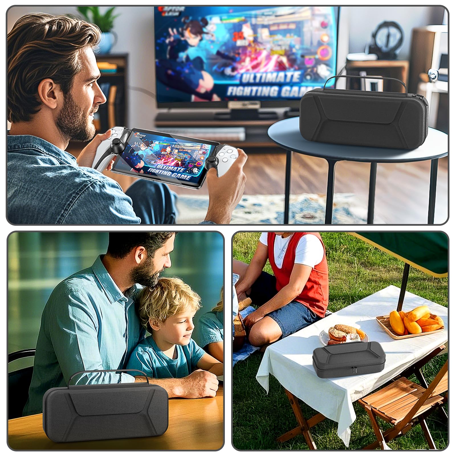daydayup Funda de Transporte Compatible con PlayStation Portal Remote Player, Funda para PlayStation Portal con Bolsillo con Cremallera, Bolsa de Mano de Juegos para PS Portal (Negro) — view 7