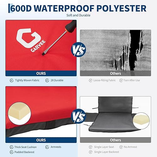 Miniatura 6 de Asientos de estadio plegables de 20.5 pulgadas de ancho con respaldo reclinable y reposabrazos, sillas de gradas acolchadas portátiles con