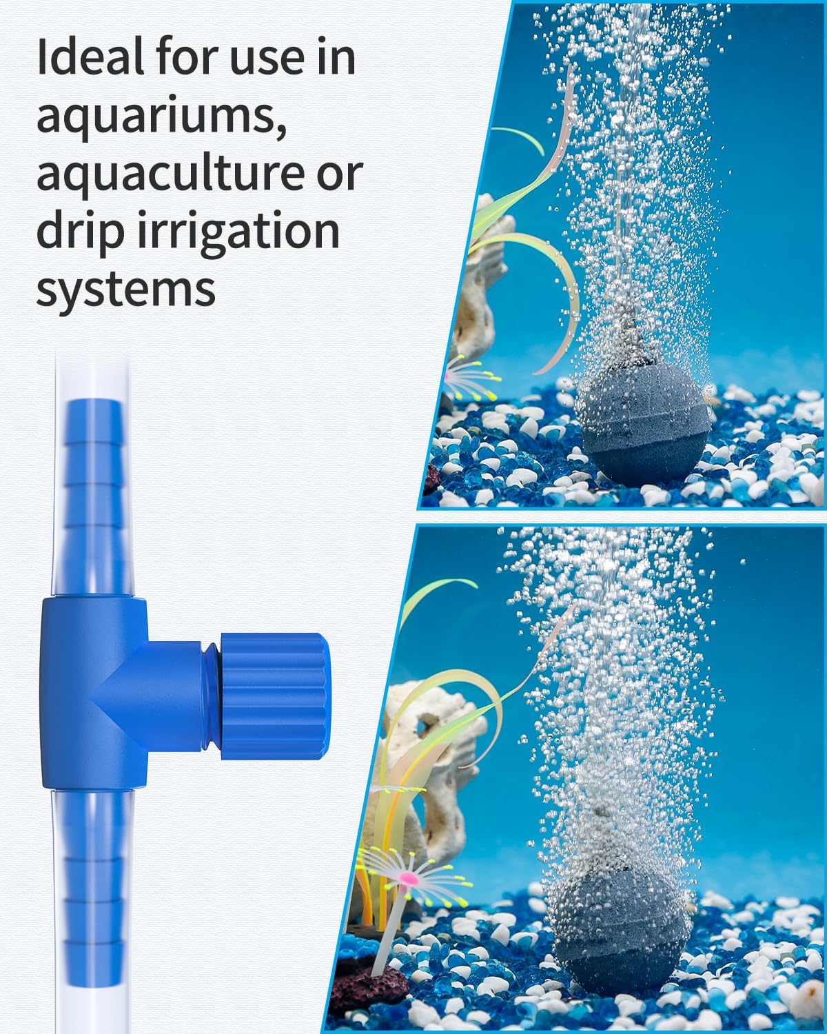 Pawfly Aquarium Air Control Valves for 3/16" ID Airline Tubing Single Way Plastic Air Flow Controllers Regulators Adjustable Blue Hose Connectors Air Pump Accessories for Fish Tanks, 10 Pack image 5