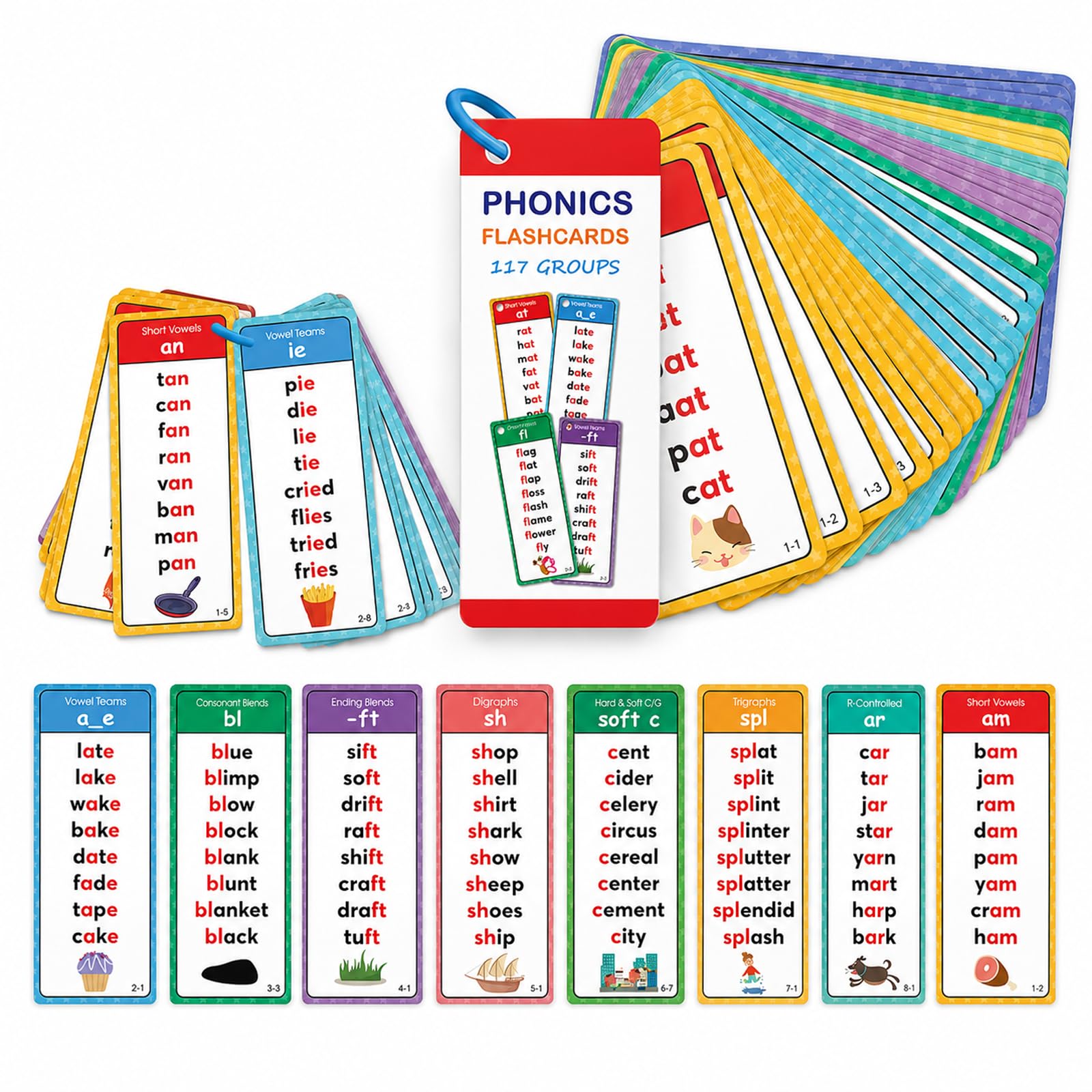 60 Phonics Flash Cards with Audio Sounds – Talking Reading Tool for All
