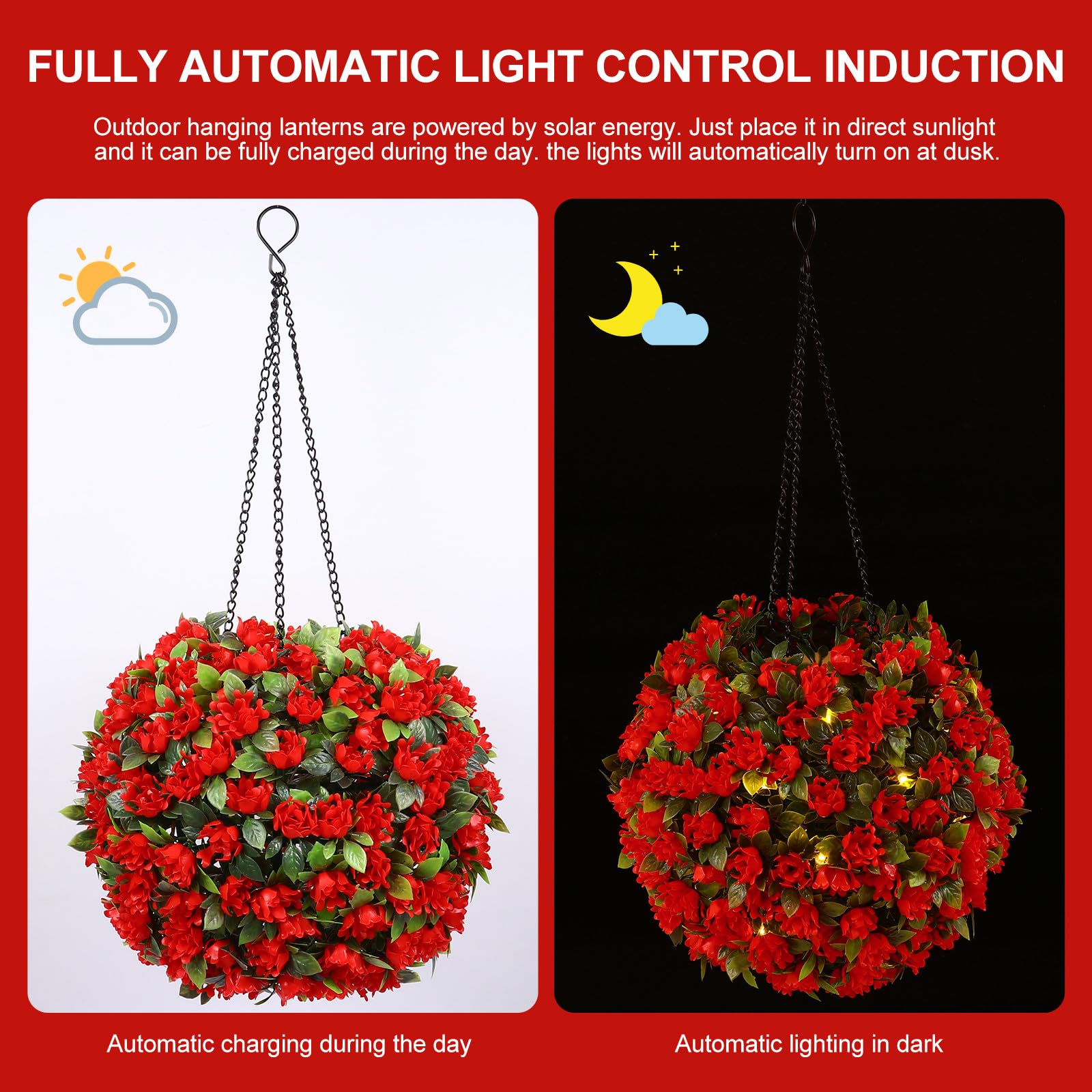 Ciieeo Lampada Solare a Sfera Forma di Fiore per Esterni Luce LED da Giardino Risparmio Energetico in Plastica 1w, Decorazione per Feste all Aperto