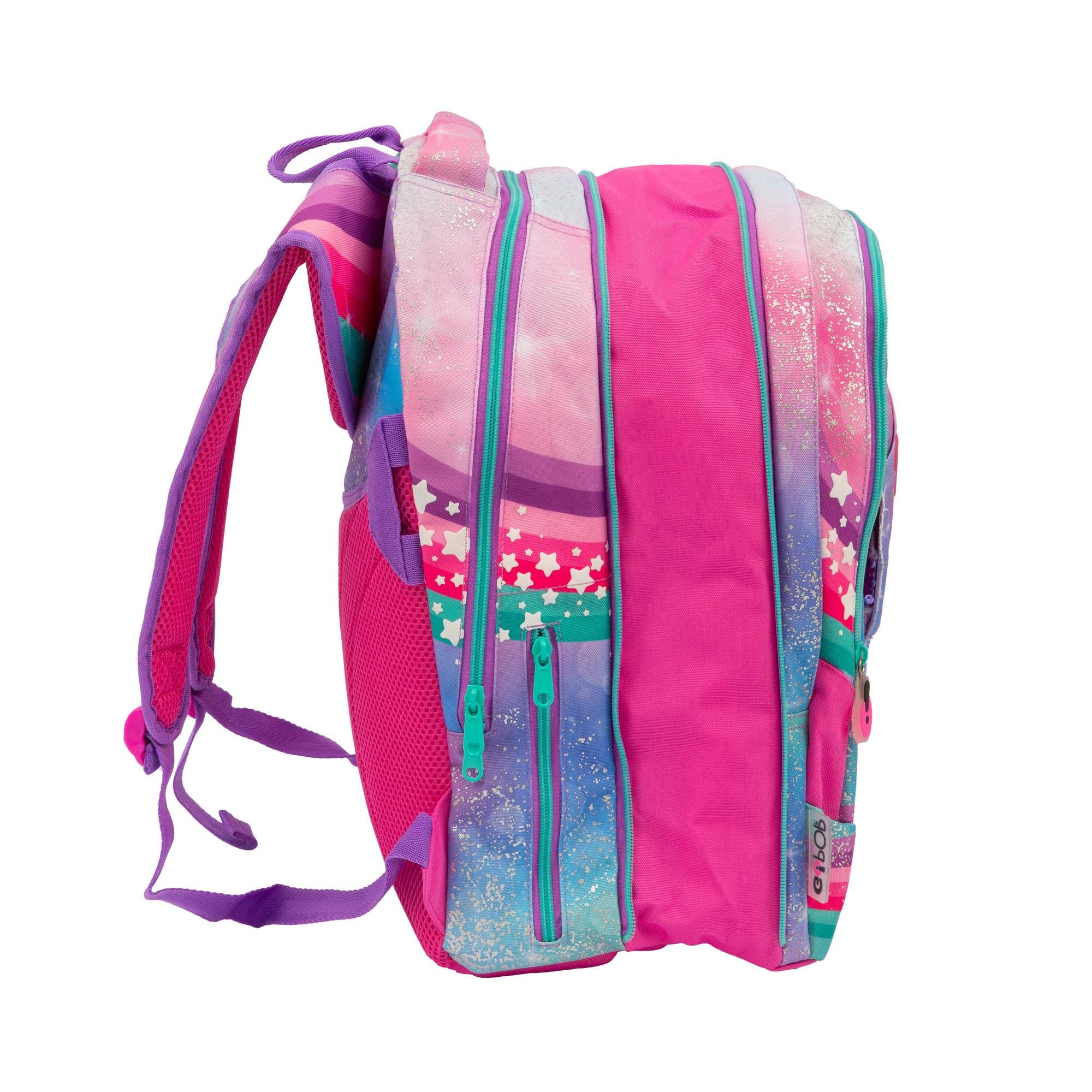 Go Pop - Zaino Estensibile - con 3 Grafiche Frontali Intercambiabili e Pop-Up, 3 Scomparti con cerniera, Schienale e Spallacci Imbottiti, adatto alla scuola primaria, 31 l x43 h x17,5 p cm