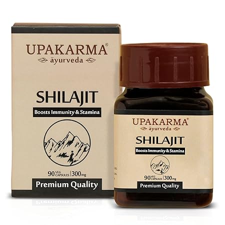 Upakarma Ayurveda Pure Shilajit Capsules 300 mg, 90 Veg Capsules- Pack of 1