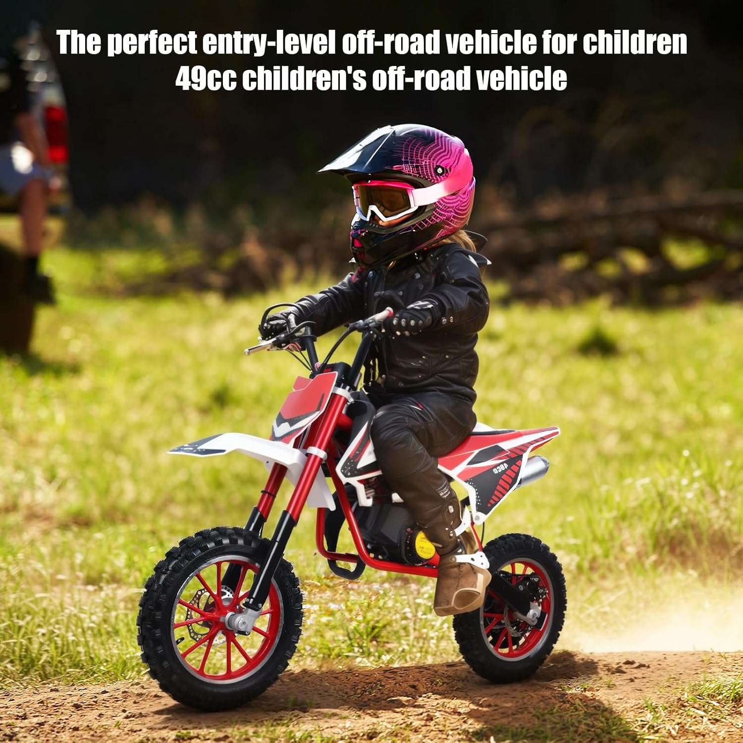 Kids Dirt Bike,Toddler Gas Power Motocross 49cc 2-Stroke Off Road Mini Motorcycle Pit Bike Children Pocket Motorbike Gas Powered Dirt Bike Easter Christmas Holiday Birthday Gifts for Boys Girls Red