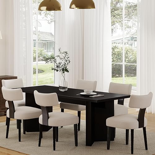 Miniatura 12 de Juego de 4 sillas de comedor modernas de mediados de siglo, tapizadas de piel sintética, sillas Parson modernas sin brazos de cocina, sillas de