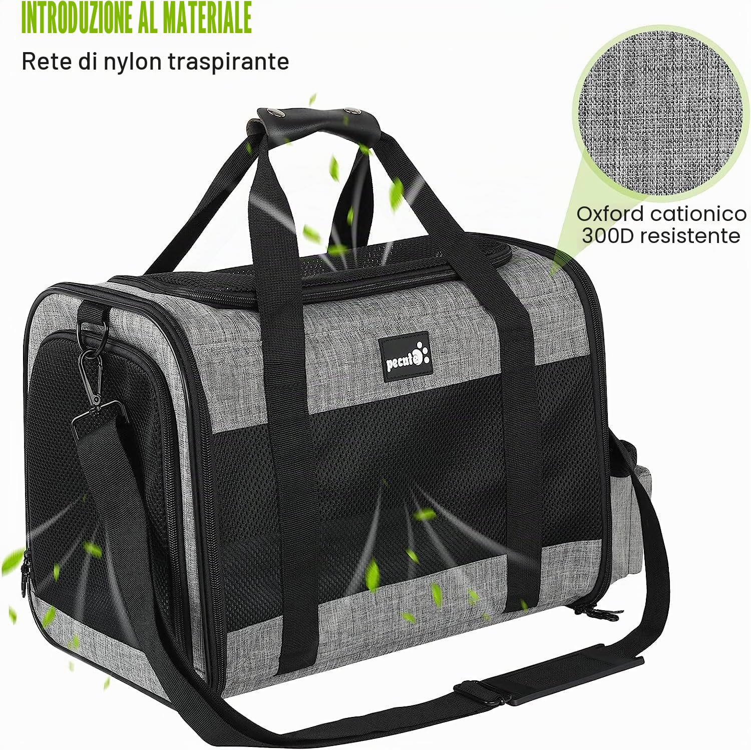 Pecute Trasportino per Gatto & Cani, Borsa per Gatti, Borsa da Viaggio Portatile per Cani, Tessuto a Maglia Traspirante, Adatto per Viaggi Lunghi e Brevi, Usato per Gatti e Cuccioli Meno di 9KG