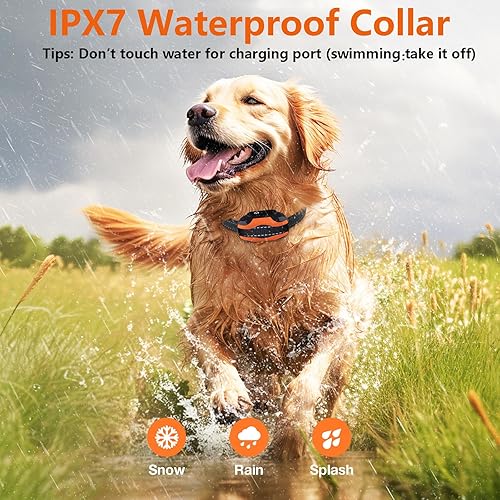 Miniatura 6 de MASBRILL - Collar de entrenamiento para perros de 2000 pies con control remoto, collares de entrenamiento impermeables recargables para perros