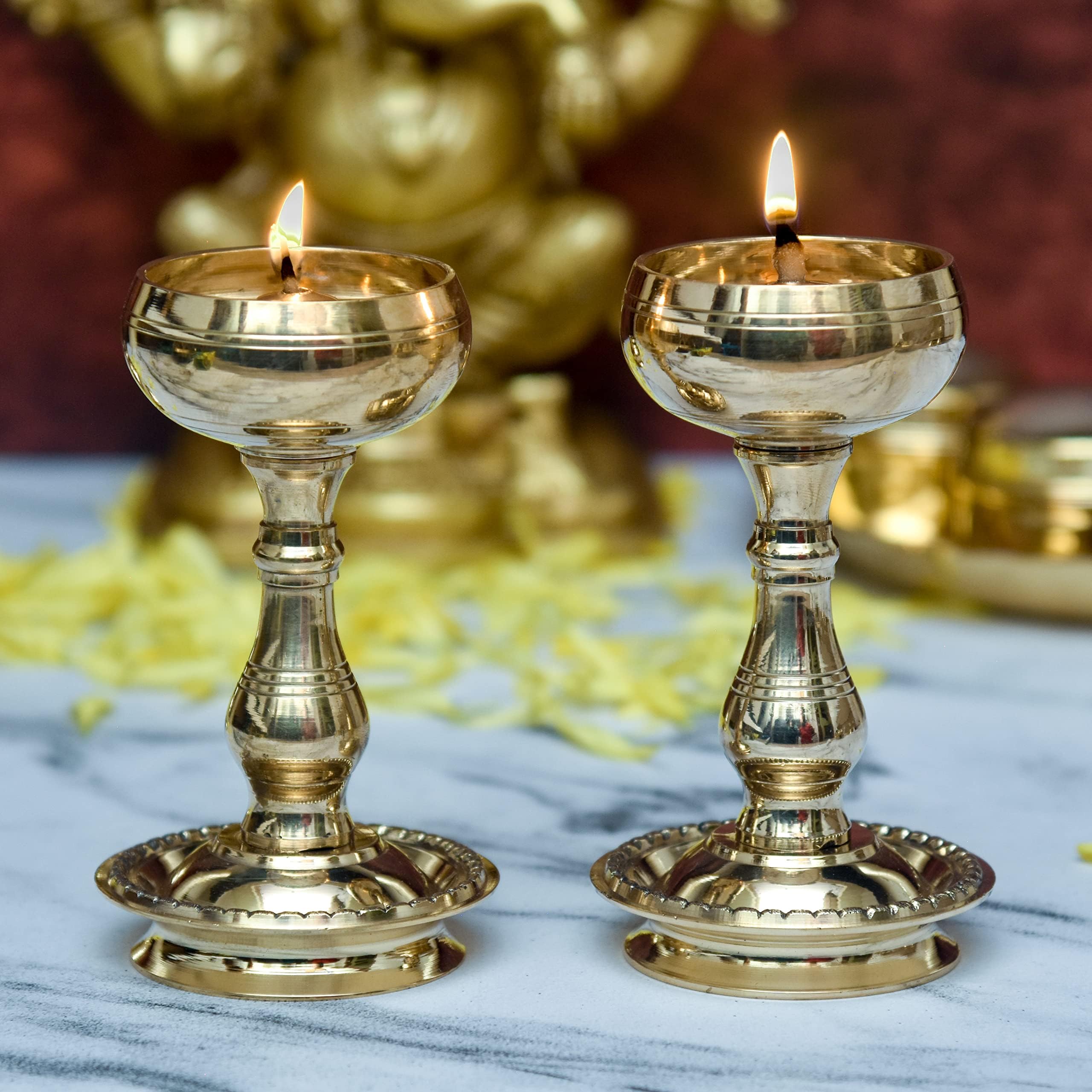 Buy Bhimonee Decor | Pure Brass Udupi Nanda Bowl Long Table Diya | 4.25 ...