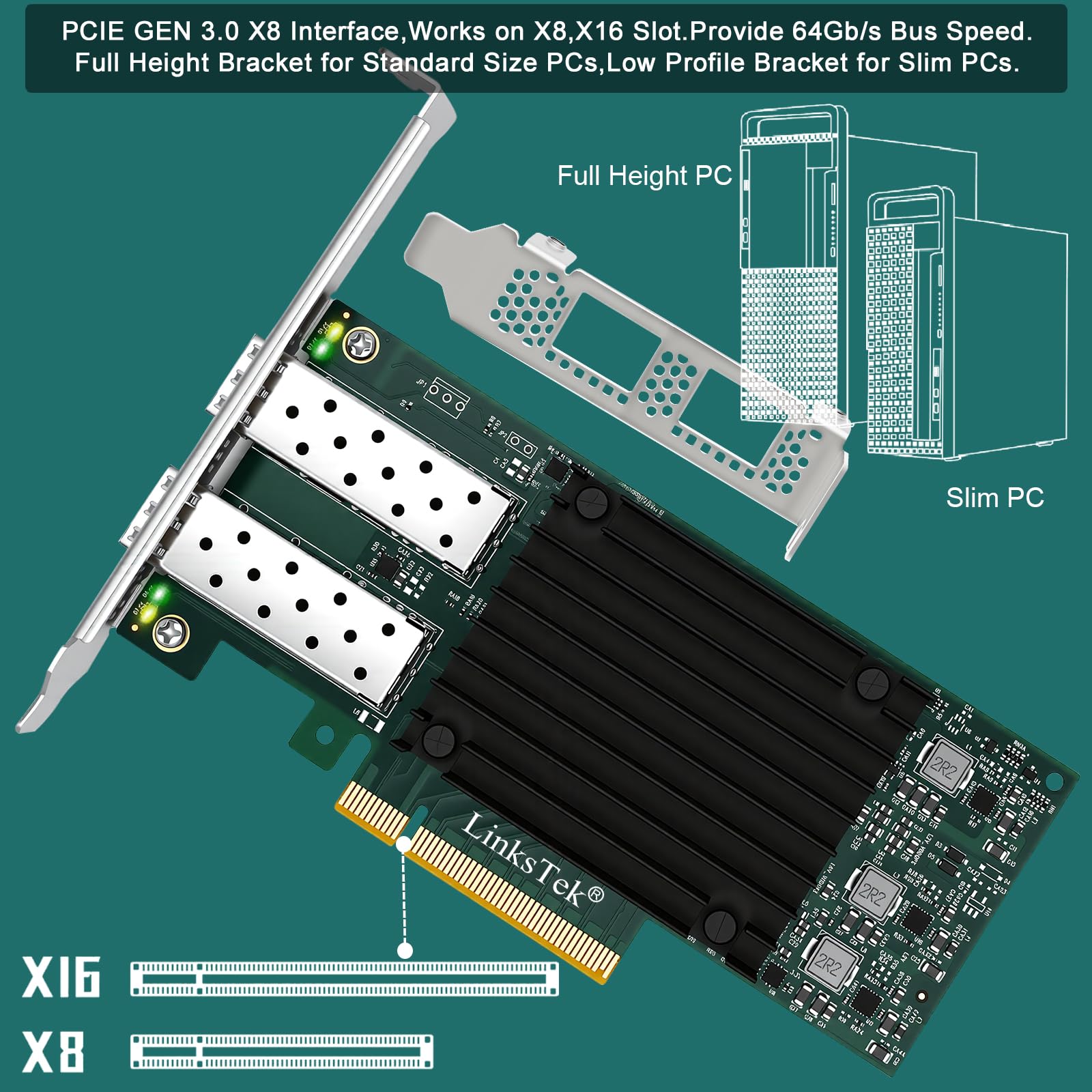 Adattatore Ethernet RDMA intelligente con porte in fibra SFP28 Dual 25GbE per server di virtualizzazione e archiviazione, controller Ethernet Mellanox ConnectX-4 Lx EN MT27711A0, 2X 25GbE PCIE 3.0 X8