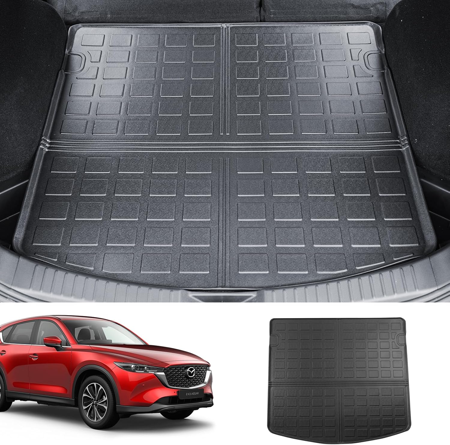 powoq Trunk Mat Compatible with 2023 2024 Mazda CX-5 Cargo Liner All Weather Protection Cargo Mat Replacement for Mazda CX-5 2023 2024 Accessories (Fit 23 24 CX-5, Rear Cargo Mat) Rear Cargo Mat Fit 23 24 CX-5