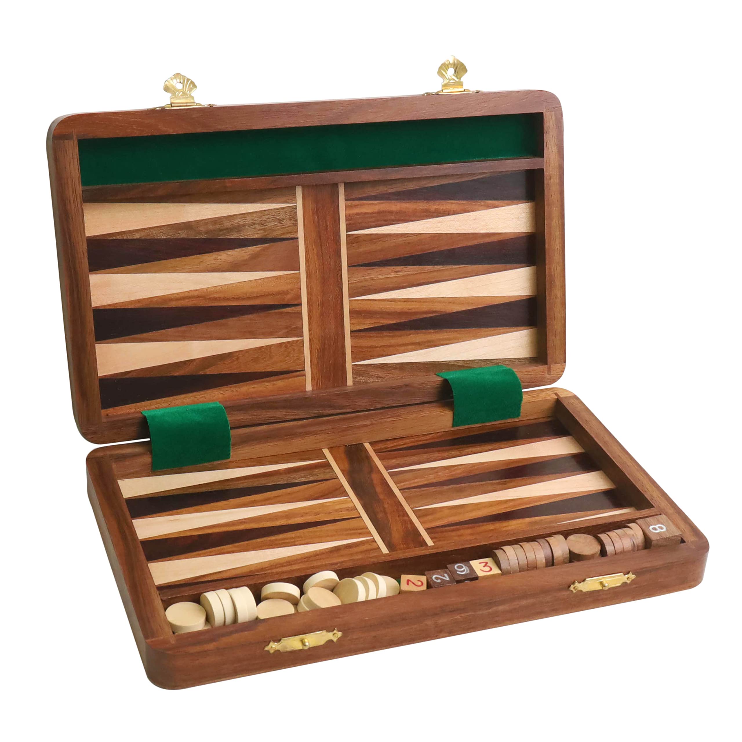 RoyalChessMall-10 "Pezzi di backgammon da viaggio in legno fatti a mano Set da tavolo pieghevole a mano