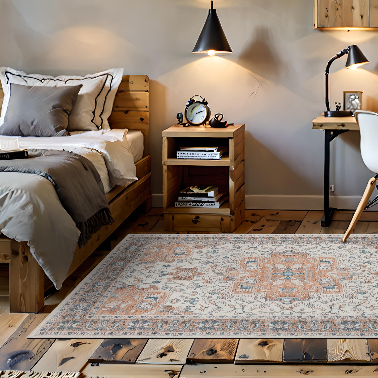 Domitapis Area Rug 5×7, Large Vintage Boho Rug,Ultra-Soft Low Pile, Washable, Non Slip,Stain Resistant, Printed Carpet for Living Room Bedrooms