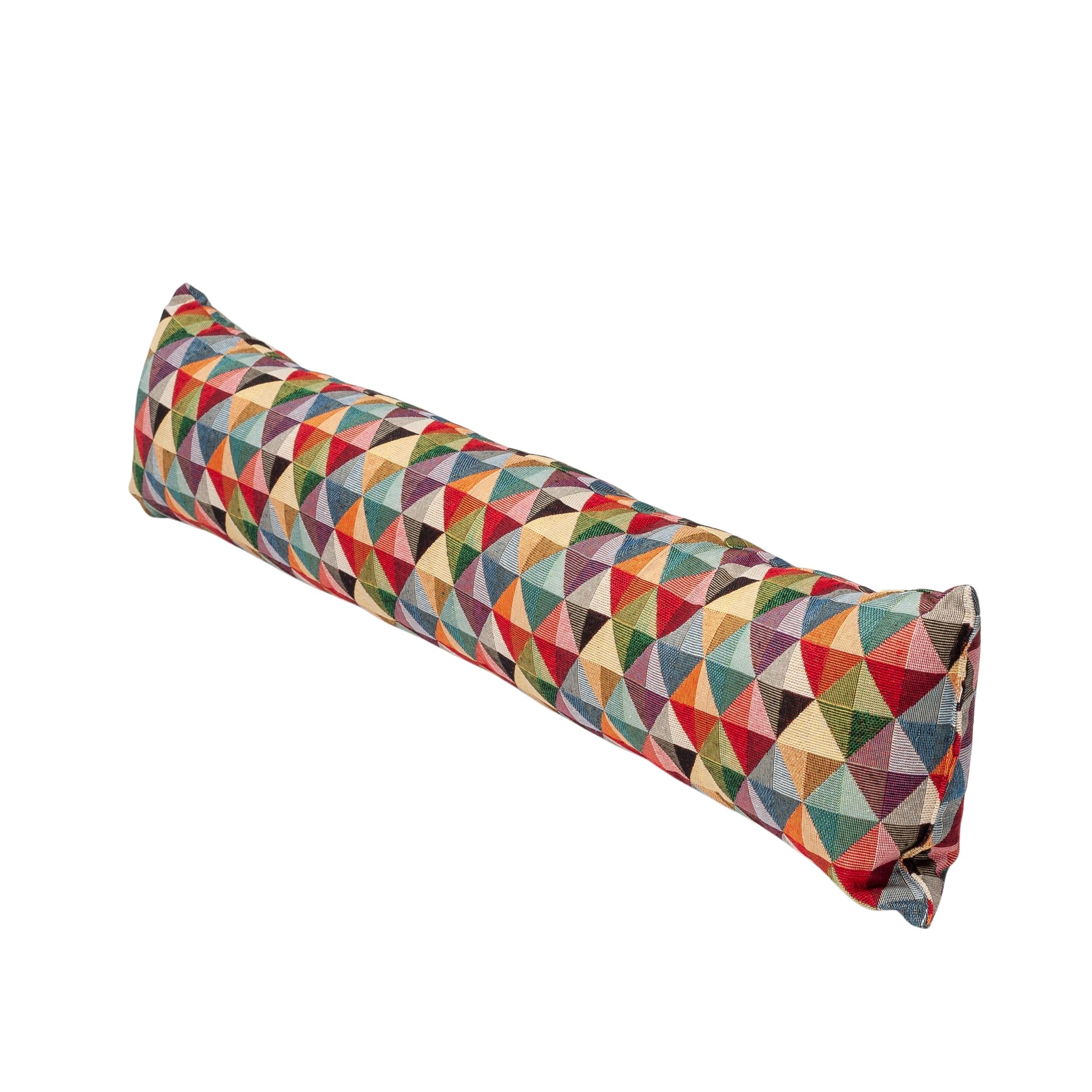 Linen Loft Multicolor Triangle Harlequin Geometric Tapestry Draught Excluder. Multicoloured Diamond Design In Reds, Greens And Blues. Energy Saving Home Accessory. 90X20cm
