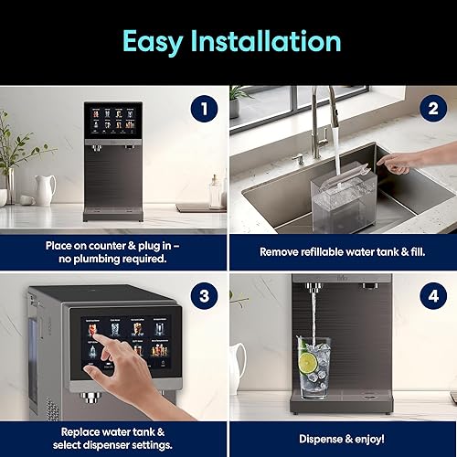 Miniatura 5 de Dispensador de Agua Espumante en Superficie Brio Q60 con Tanque Recargable, Sin Necesidad de Plomería | Filtración de Ósmosis Inversa de 4 Etapas