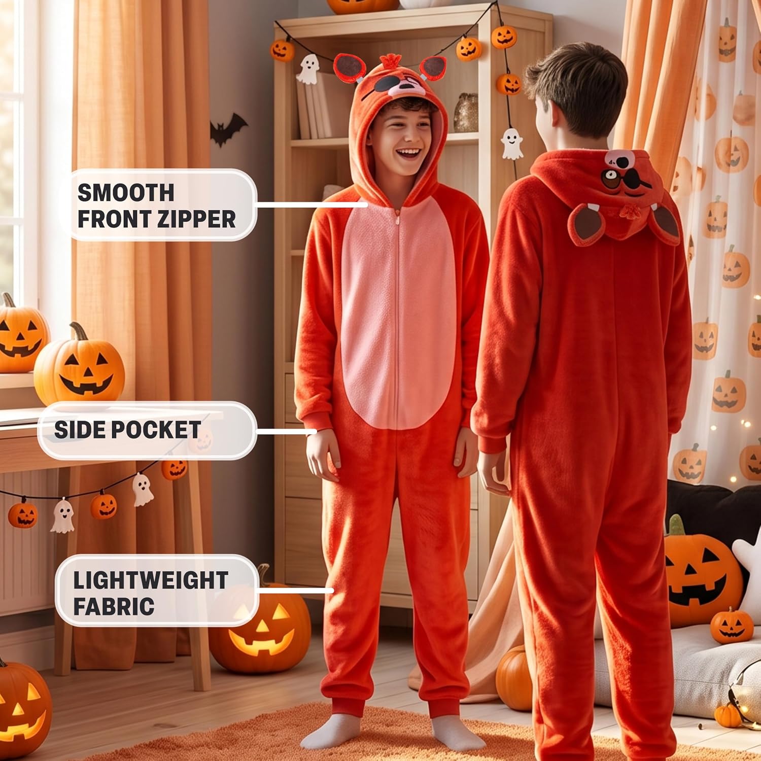 Get Trend Five Nights at Freddy’s Hooded One-Piece Pajamas for Boys, Teens