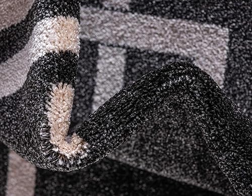 Miniatura 7 de Unique Loom Athens Collection - Alfombra clásica geométrica tribal con diseño de borde moderno, 7 pies x 10 pies 0 pulgadas, negrobeige