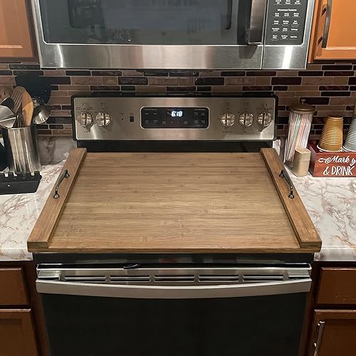 Miniatura 9 de Cubierta de estufa de fideos con asas, cubierta superior de estufa múltiple para estufa eléctricade gas (negro)