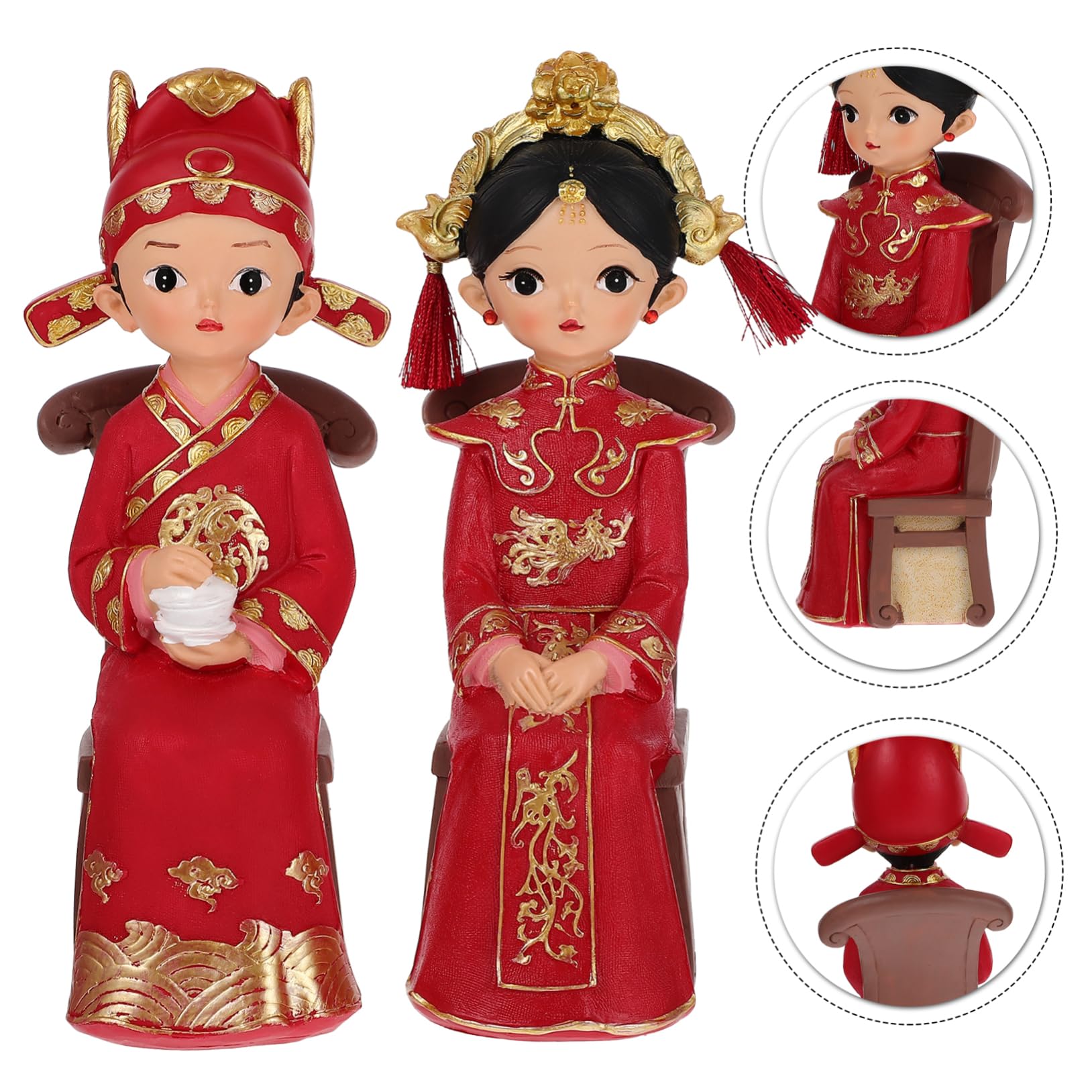 TOPBATHY 2 Sätze Hochzeits Ornamente hochzeitsfiguren hochzeitsdeko Hochzeitspaar-Skulptur für zu Hause Heimdekoration das Chinesische Hochzeitspaarfiguren Paar Figuren