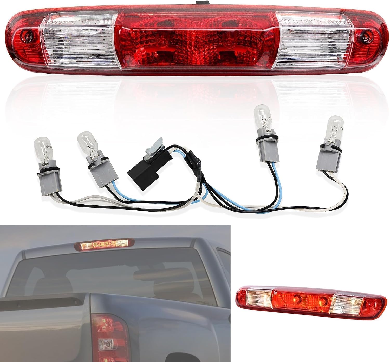 25890530 3rd Third Brake Light Cargo Lamp High Mount Stop Light Rear Center High Mount Brake Light Compatible with GMC Sierra Chevy silverado 2007-2013 Replace 25890530 923-247